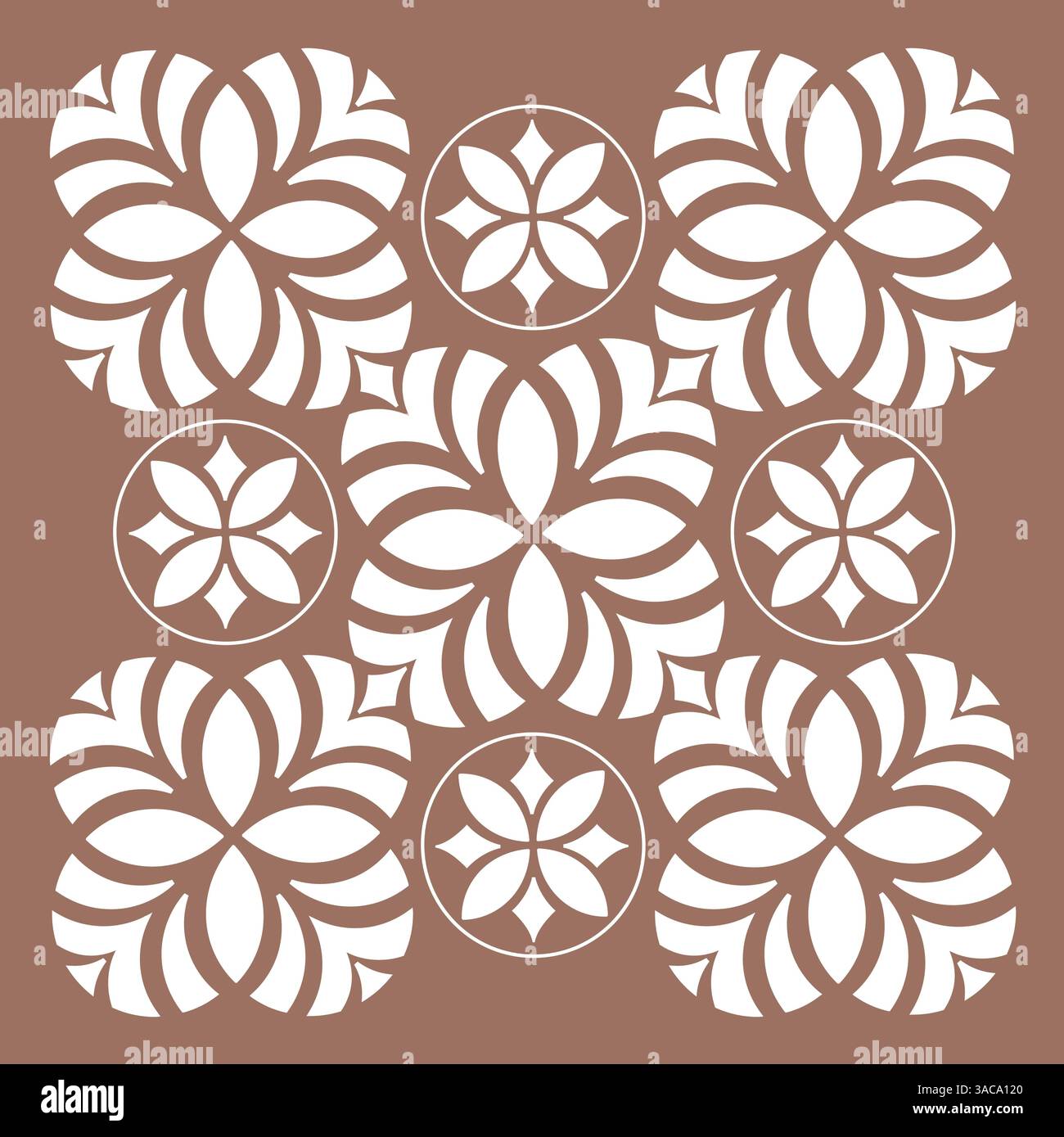 Flower Pattern Circle Oriental Symbol - Symmetry - Mocha Mousse Color of the Year 2025 Vector Design Stock Vector