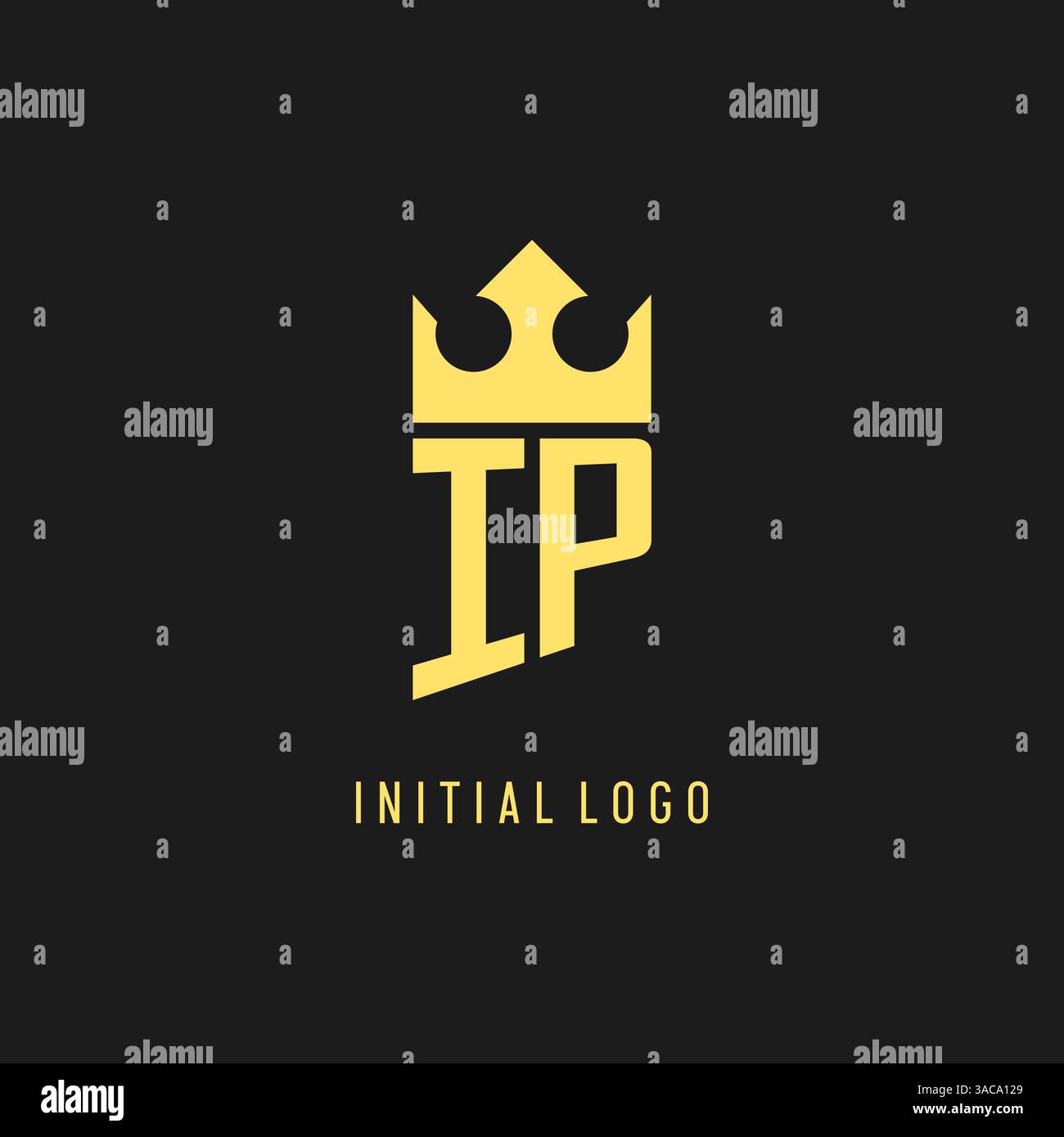Monogram IP logo shield crown shape, elegant and luxury initial logo style vector graphic Stock Vector