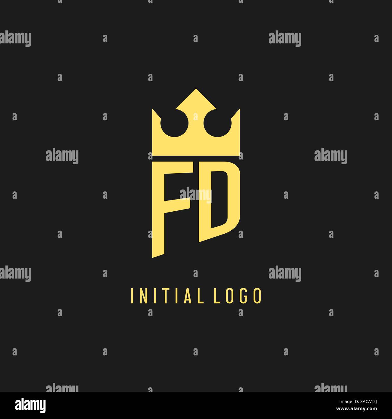 Monogram FD logo shield crown shape, elegant and luxury initial logo style vector graphic Stock Vector