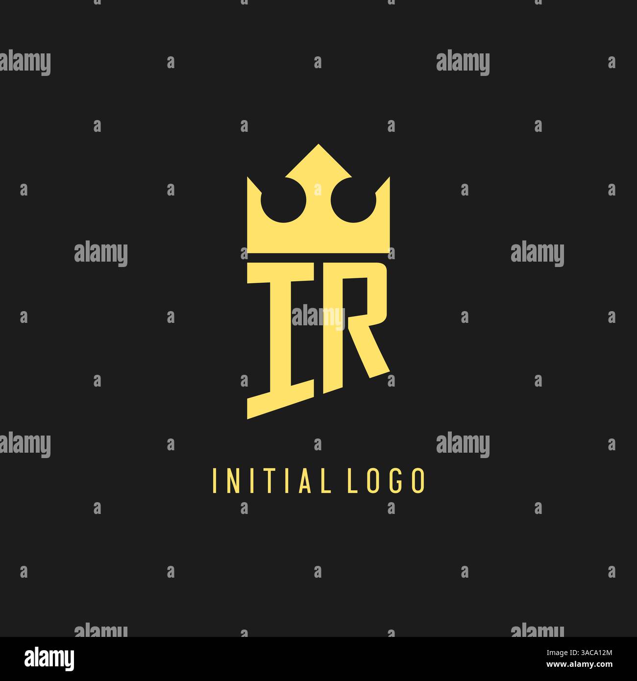Monogram IR logo shield crown shape, elegant and luxury initial logo style vector graphic Stock Vector