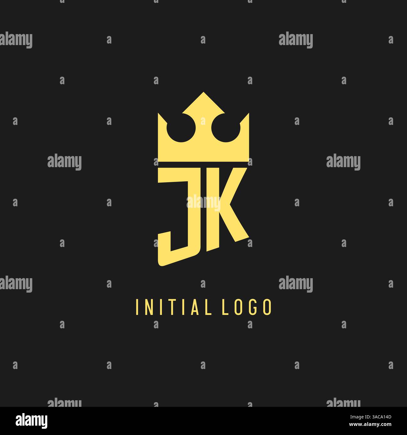 Monogram JK logo shield crown shape, elegant and luxury initial logo style vector graphic Stock Vector