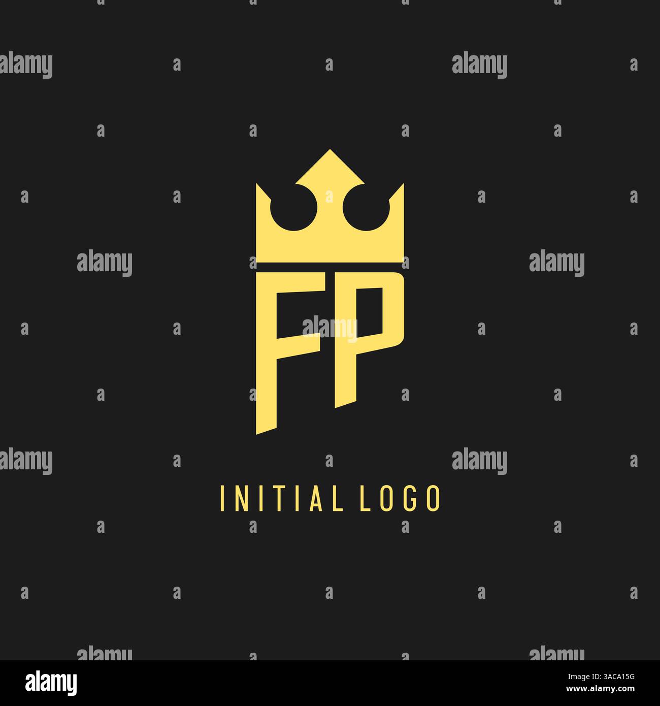Monogram FP logo shield crown shape, elegant and luxury initial logo style vector graphic Stock Vector