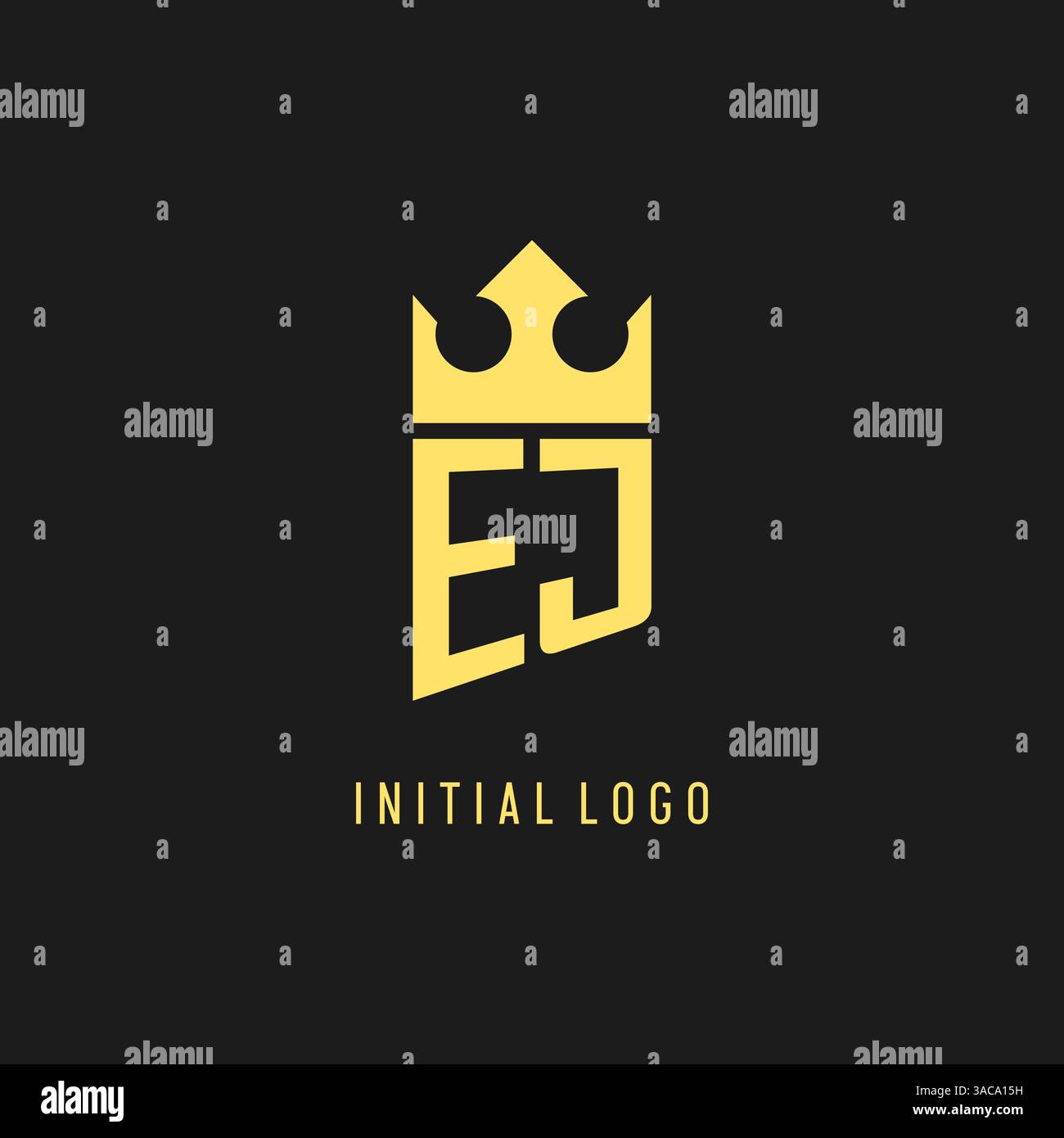 Monogram EJ logo shield crown shape, elegant and luxury initial logo style vector graphic Stock Vector