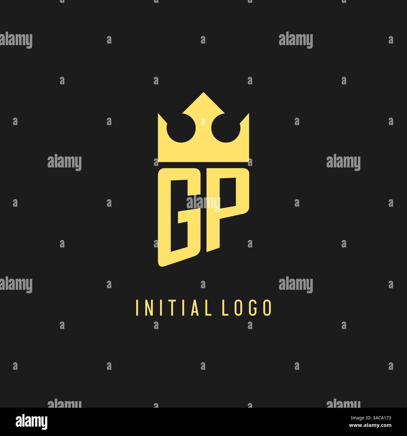 Monogram GP logo shield crown shape, elegant and luxury initial logo style vector graphic Stock Vector