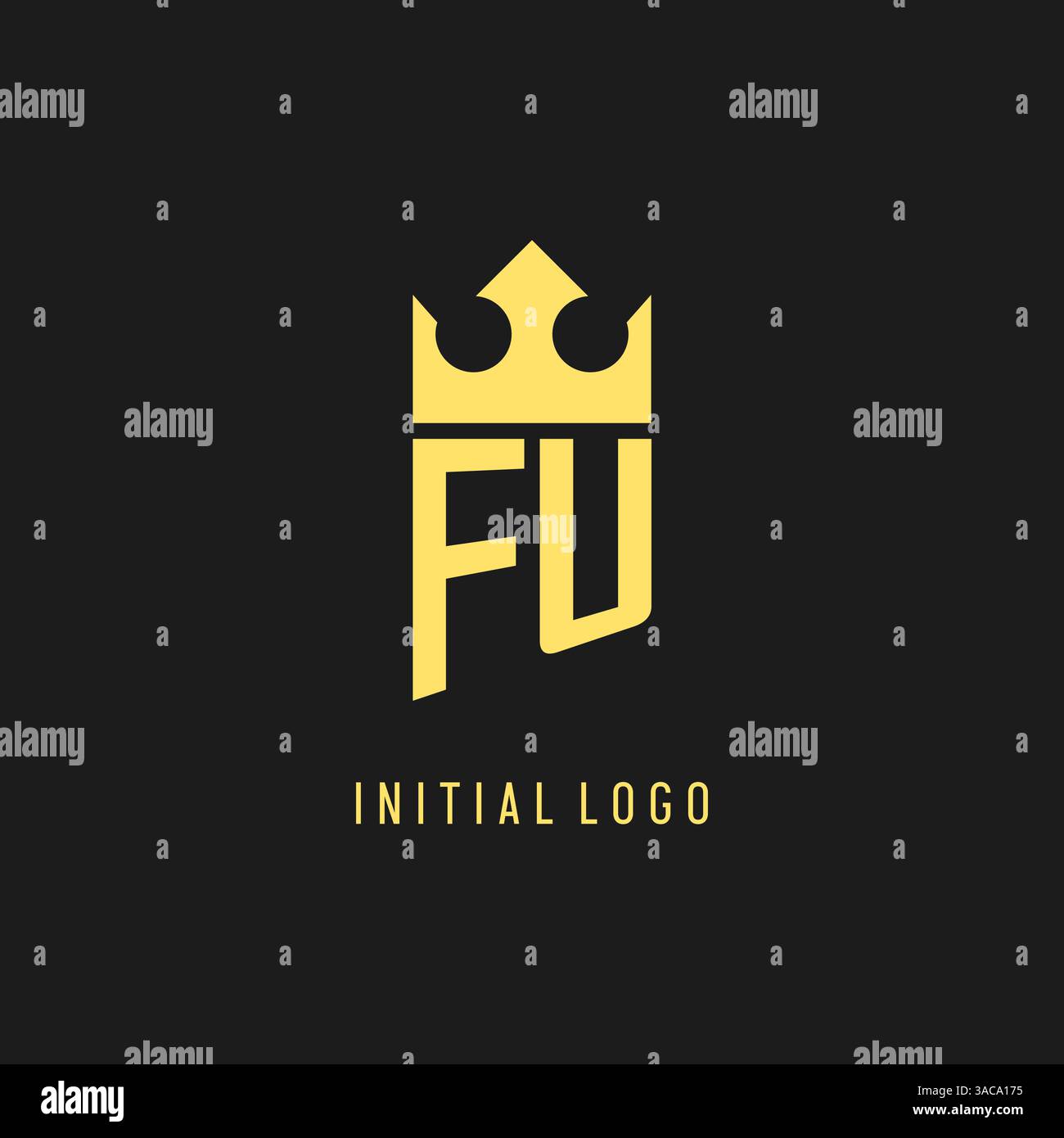 Monogram FU logo shield crown shape, elegant and luxury initial logo style vector graphic Stock Vector