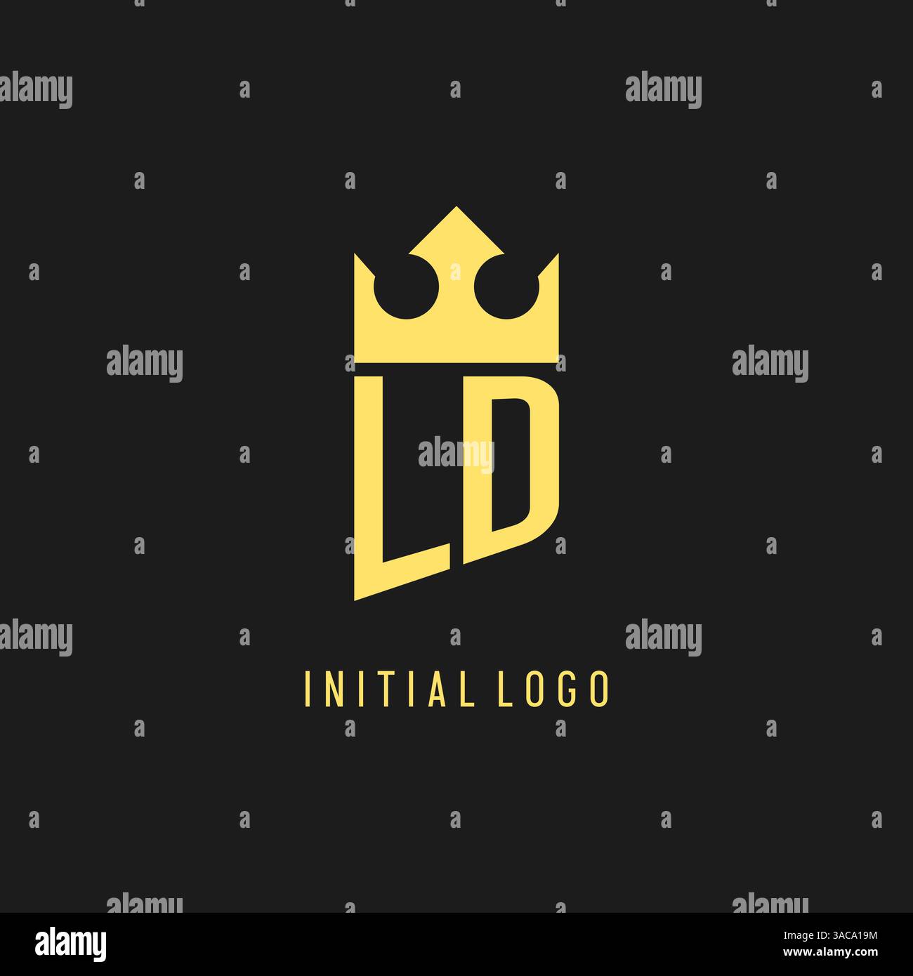 Monogram LD logo shield crown shape, elegant and luxury initial logo style vector graphic Stock Vector