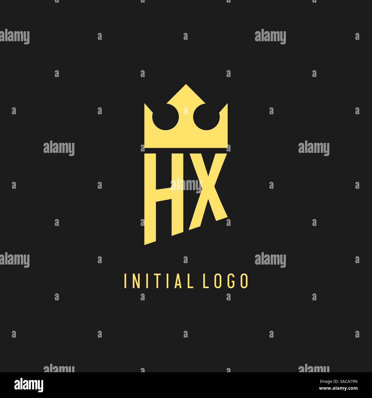 Monogram HX logo shield crown shape, elegant and luxury initial logo style vector graphic Stock Vector