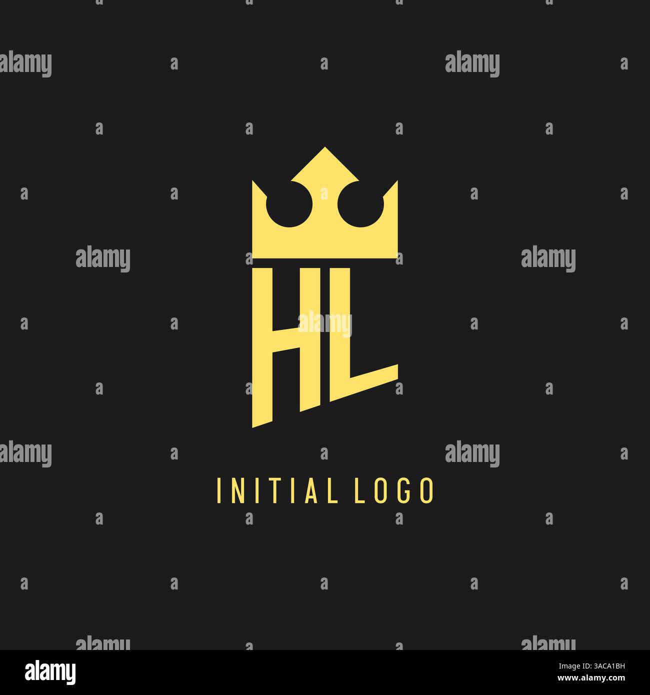 Monogram HL logo shield crown shape, elegant and luxury initial logo style vector graphic Stock Vector