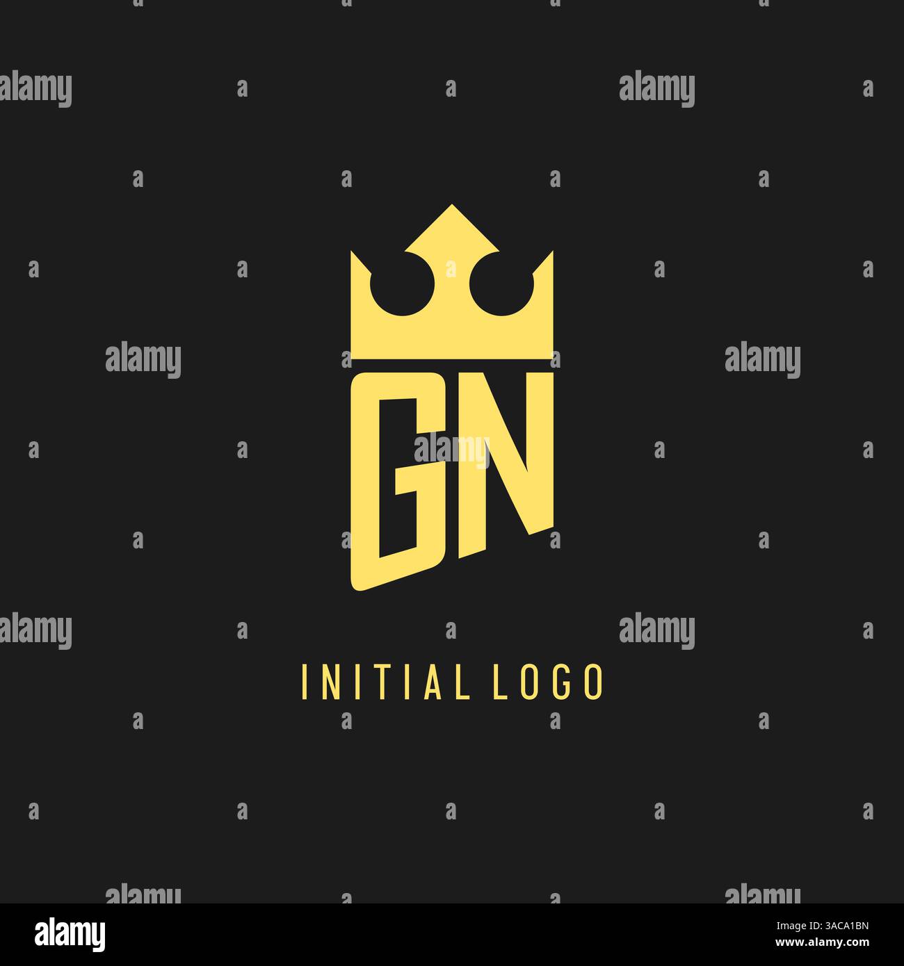 Monogram GN logo shield crown shape, elegant and luxury initial logo style vector graphic Stock Vector