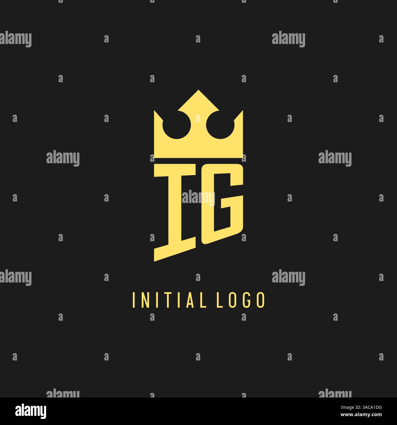 Monogram IG logo shield crown shape, elegant and luxury initial logo style vector graphic Stock Vector