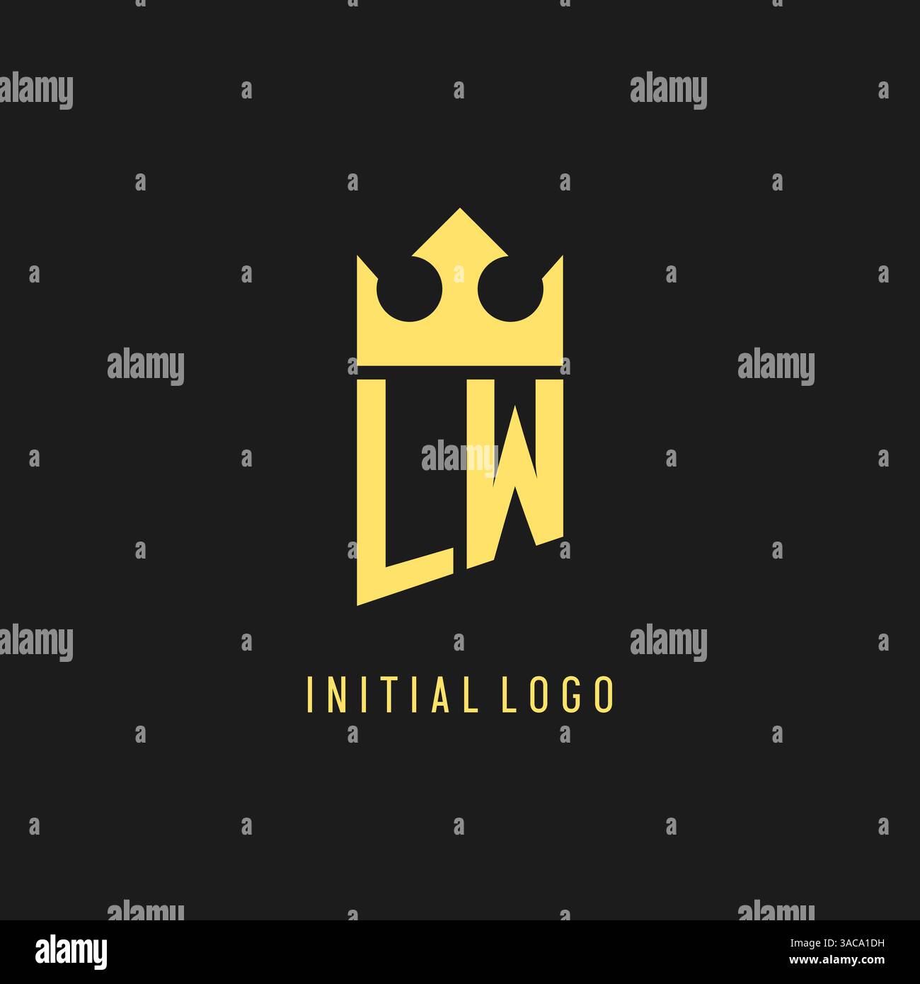 Monogram LW logo shield crown shape, elegant and luxury initial logo style vector graphic Stock Vector