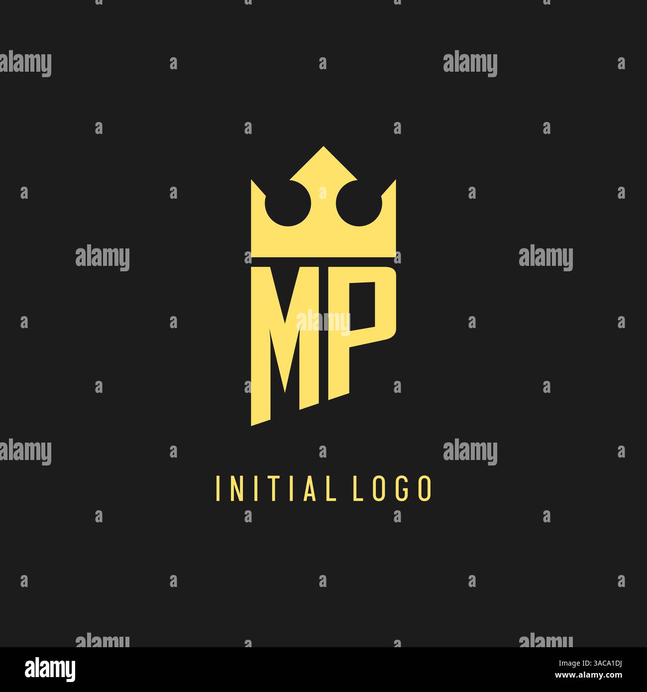 Monogram MP logo shield crown shape, elegant and luxury initial logo style vector graphic Stock Vector