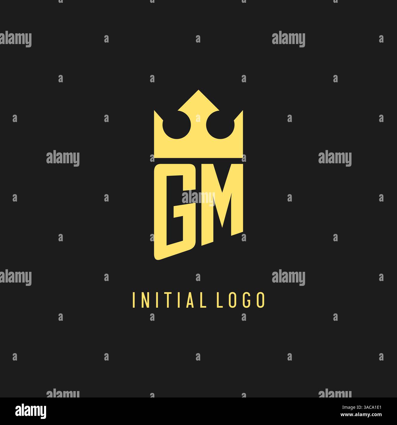 Monogram GM logo shield crown shape, elegant and luxury initial logo style vector graphic Stock Vector