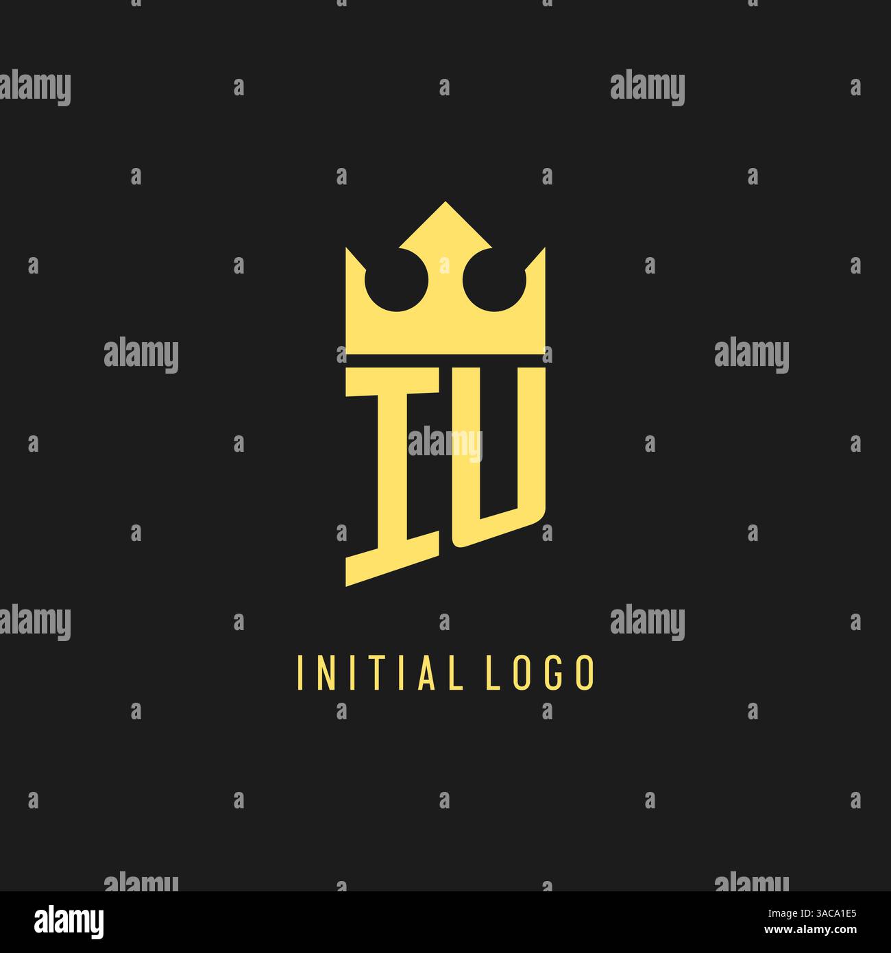Monogram IU logo shield crown shape, elegant and luxury initial logo style vector graphic Stock Vector