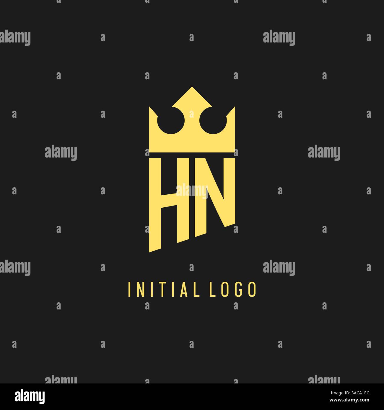 Monogram HN logo shield crown shape, elegant and luxury initial logo style vector graphic Stock Vector