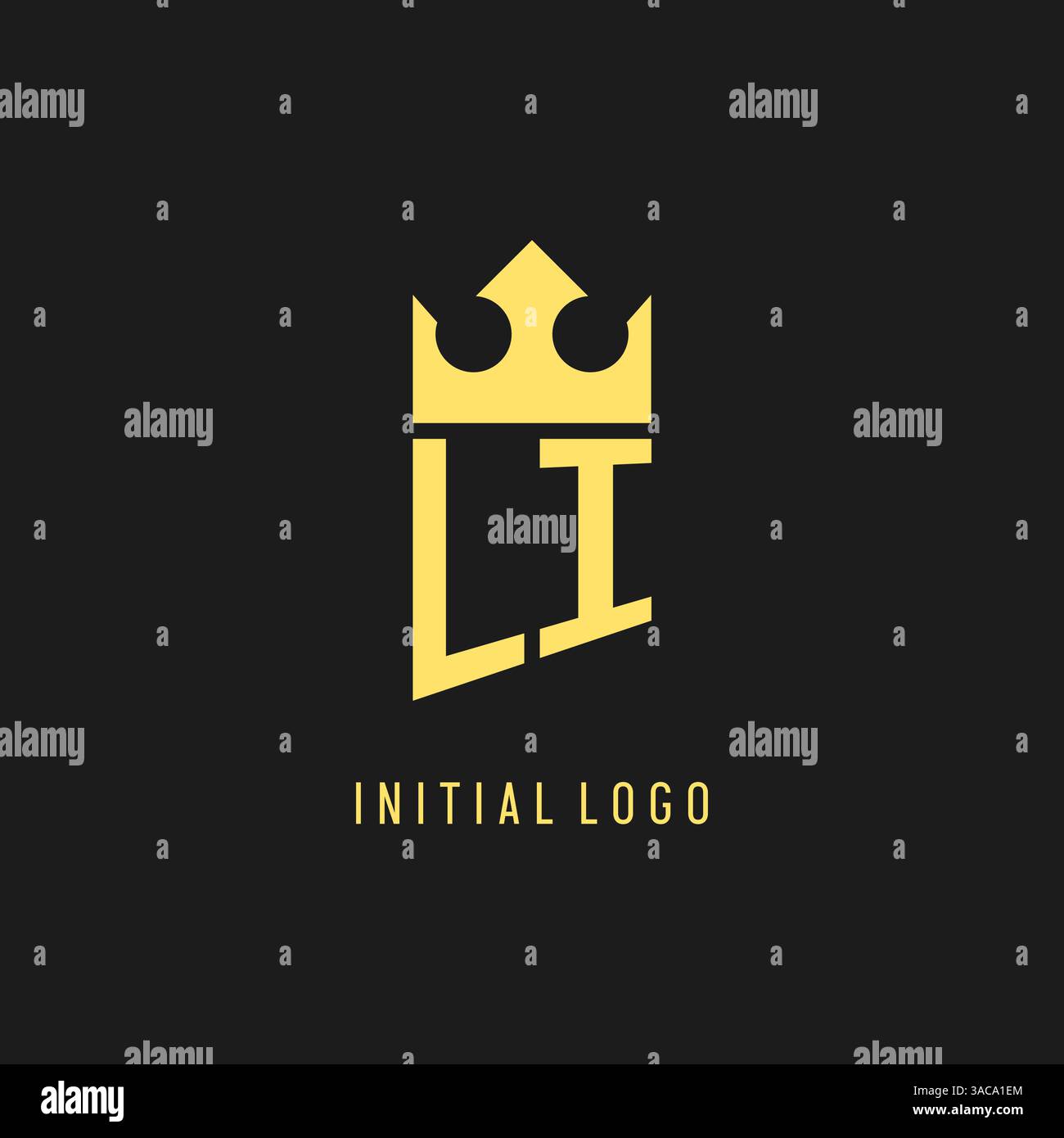Monogram LI logo shield crown shape, elegant and luxury initial logo style vector graphic Stock Vector