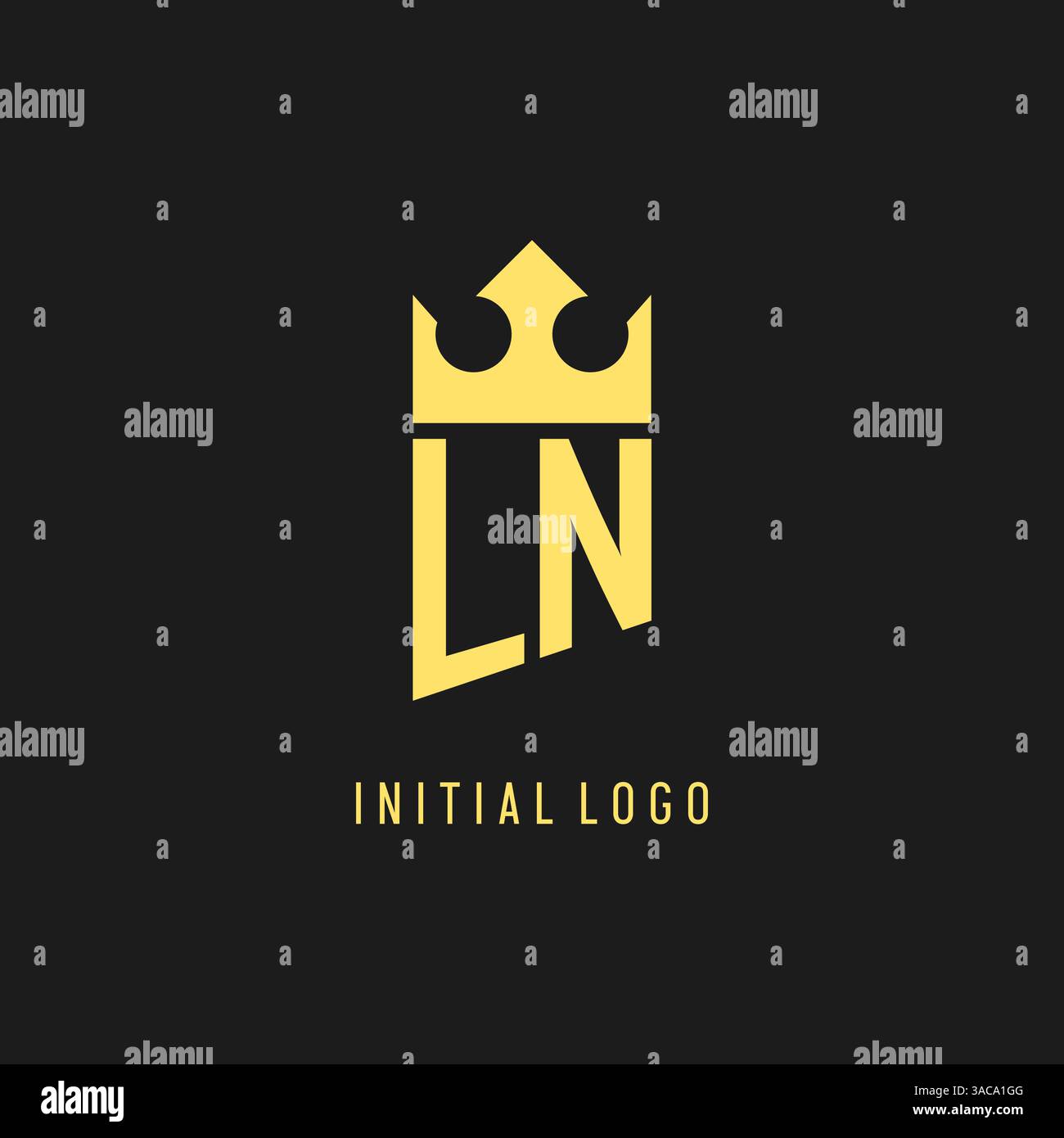 Monogram LN logo shield crown shape, elegant and luxury initial logo style vector graphic Stock Vector