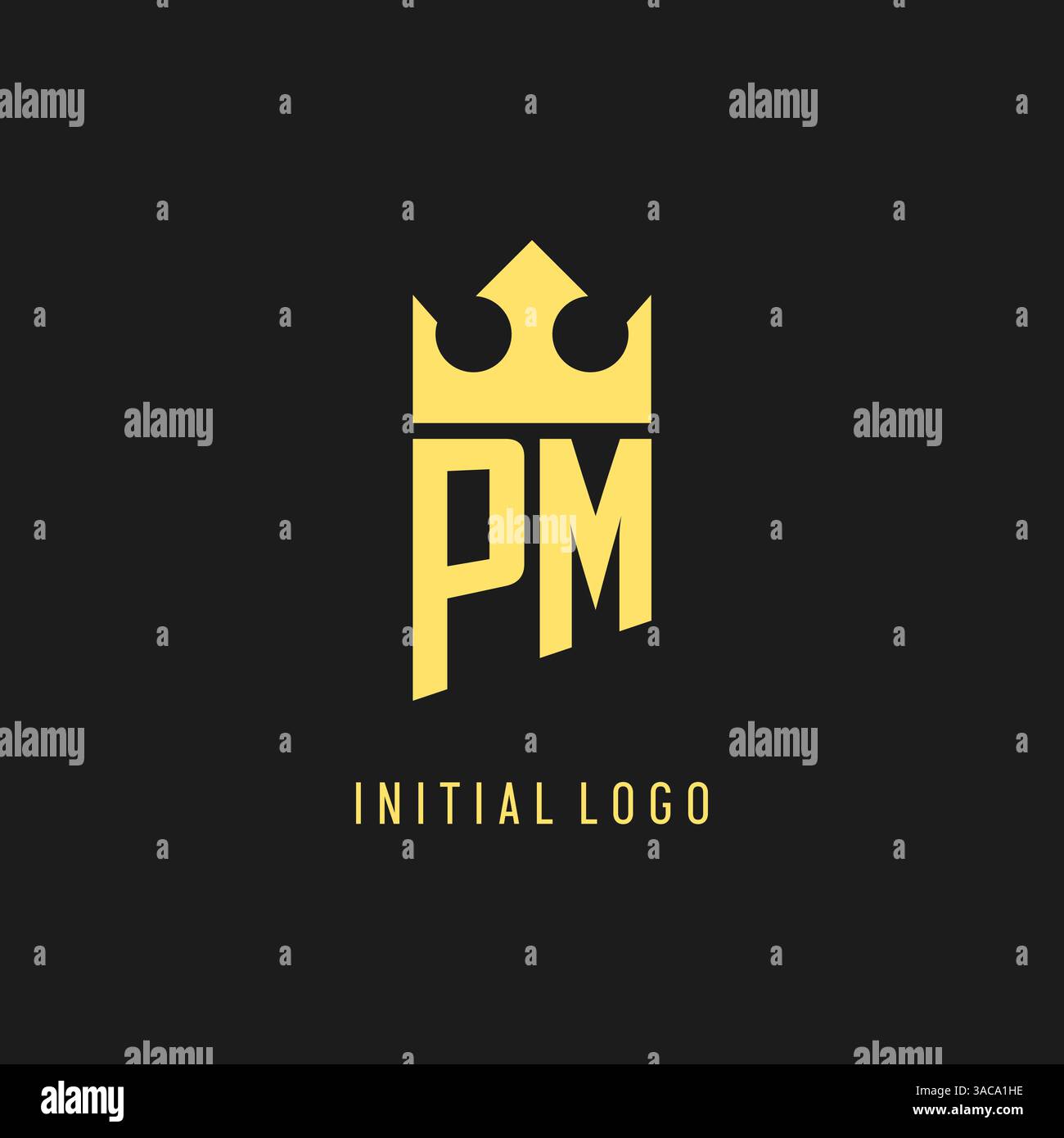 Monogram PM logo shield crown shape, elegant and luxury initial logo style vector graphic Stock Vector