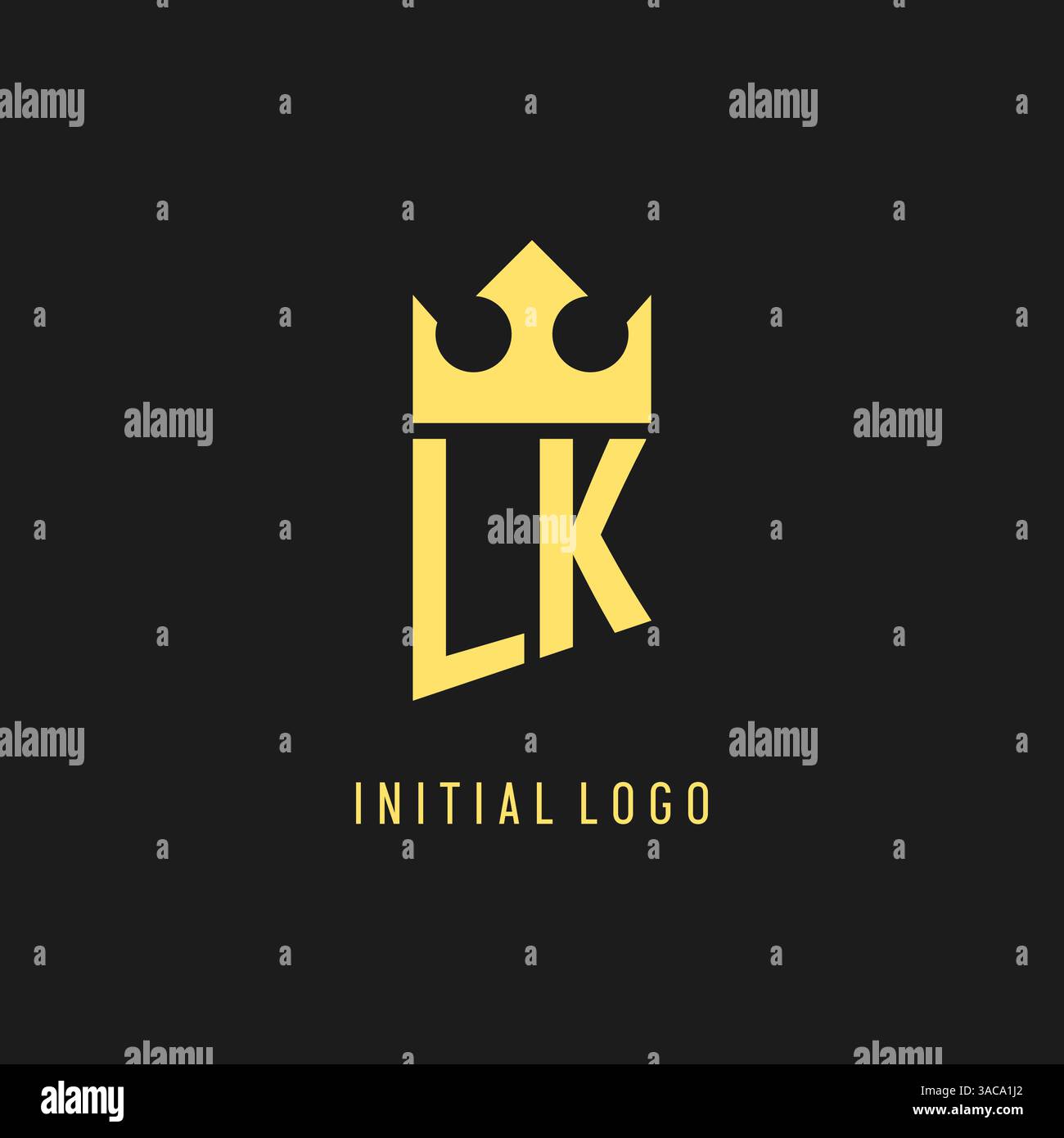 Monogram LK logo shield crown shape, elegant and luxury initial logo style vector graphic Stock Vector