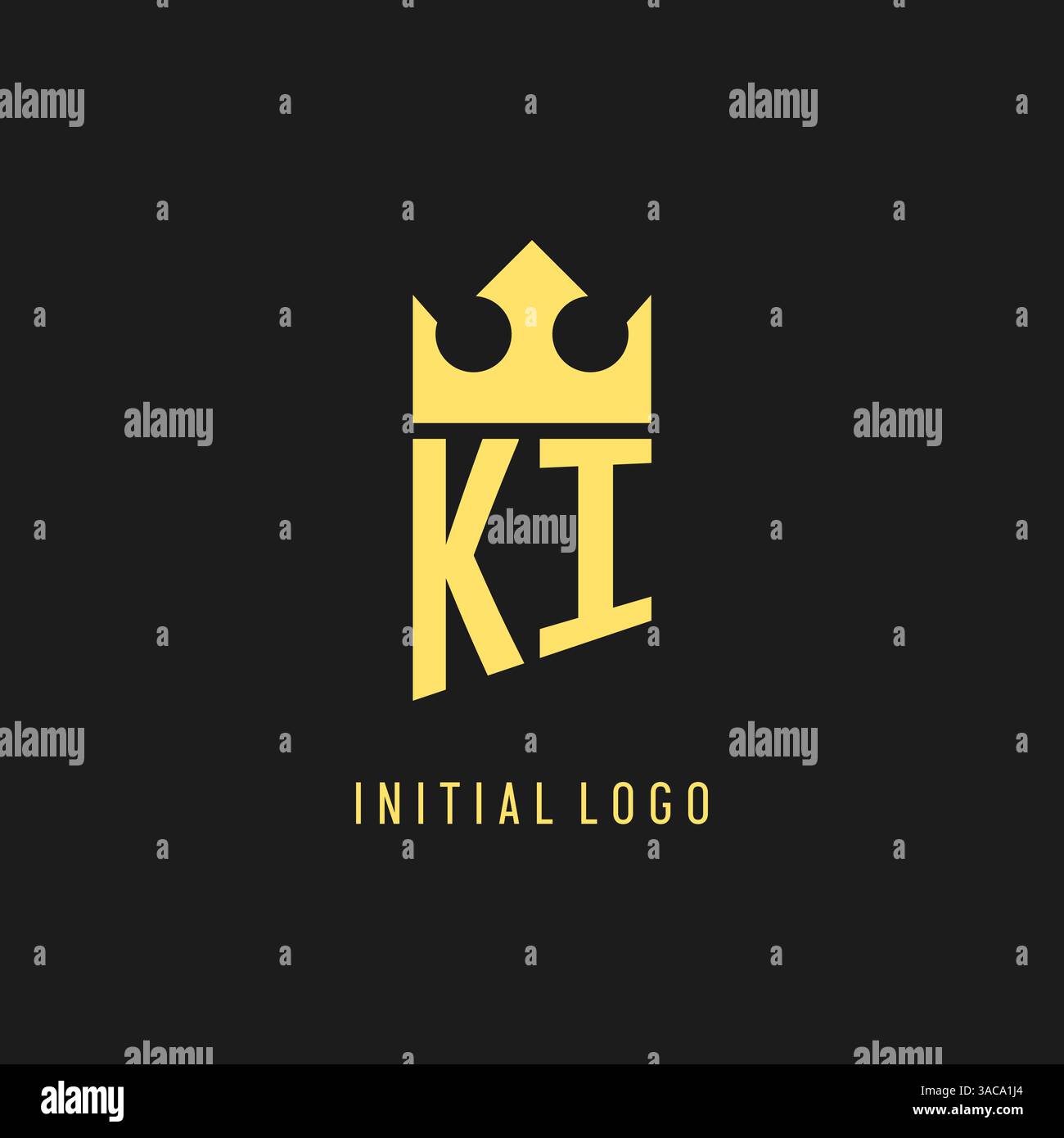 Monogram KI logo shield crown shape, elegant and luxury initial logo style vector graphic Stock Vector