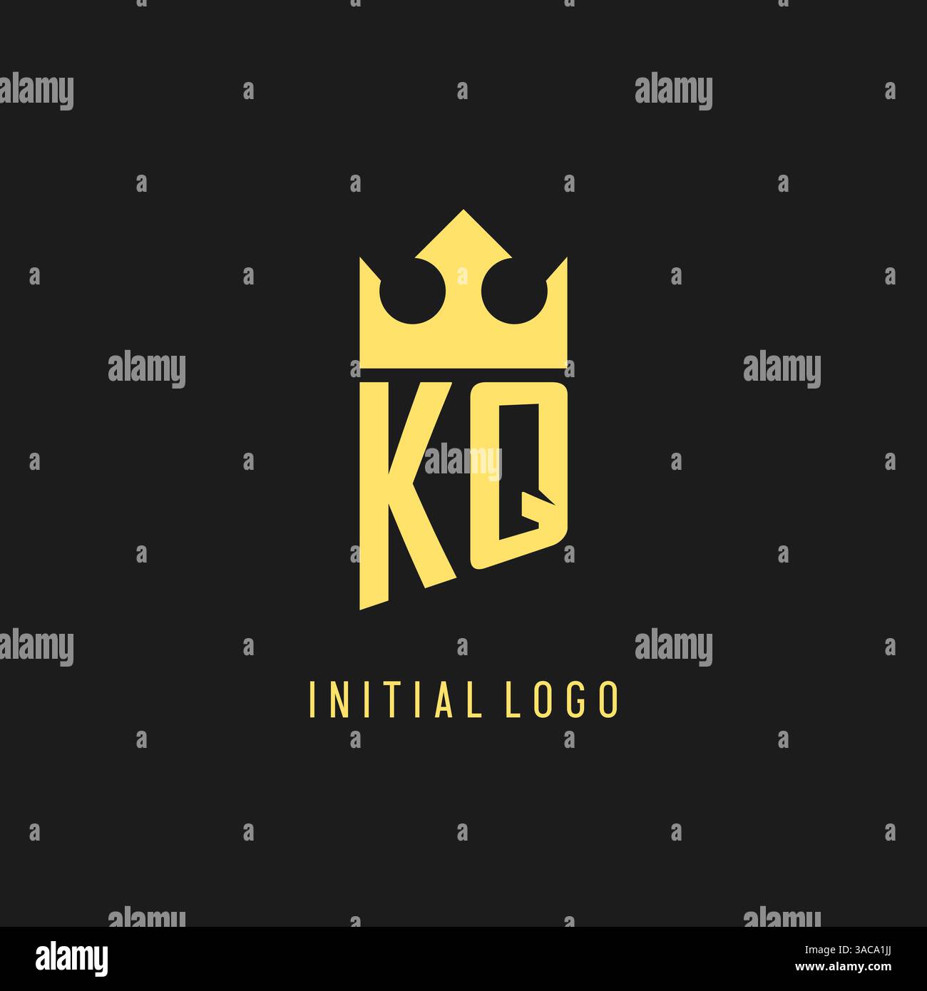 Monogram KQ logo shield crown shape, elegant and luxury initial logo style vector graphic Stock Vector