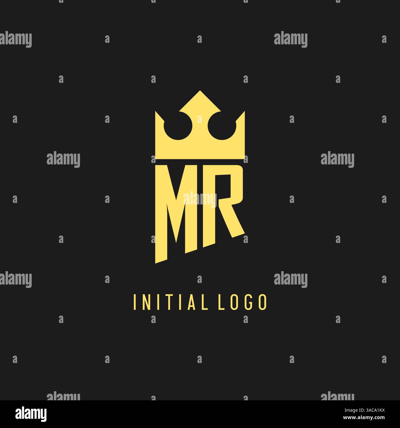 Monogram MR logo shield crown shape, elegant and luxury initial logo style vector graphic Stock Vector