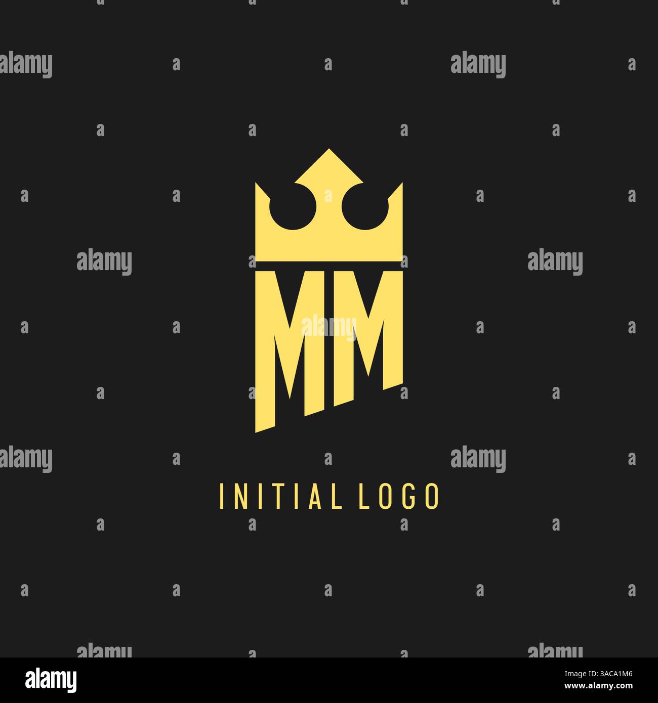 Monogram MM logo shield crown shape, elegant and luxury initial logo style vector graphic Stock Vector