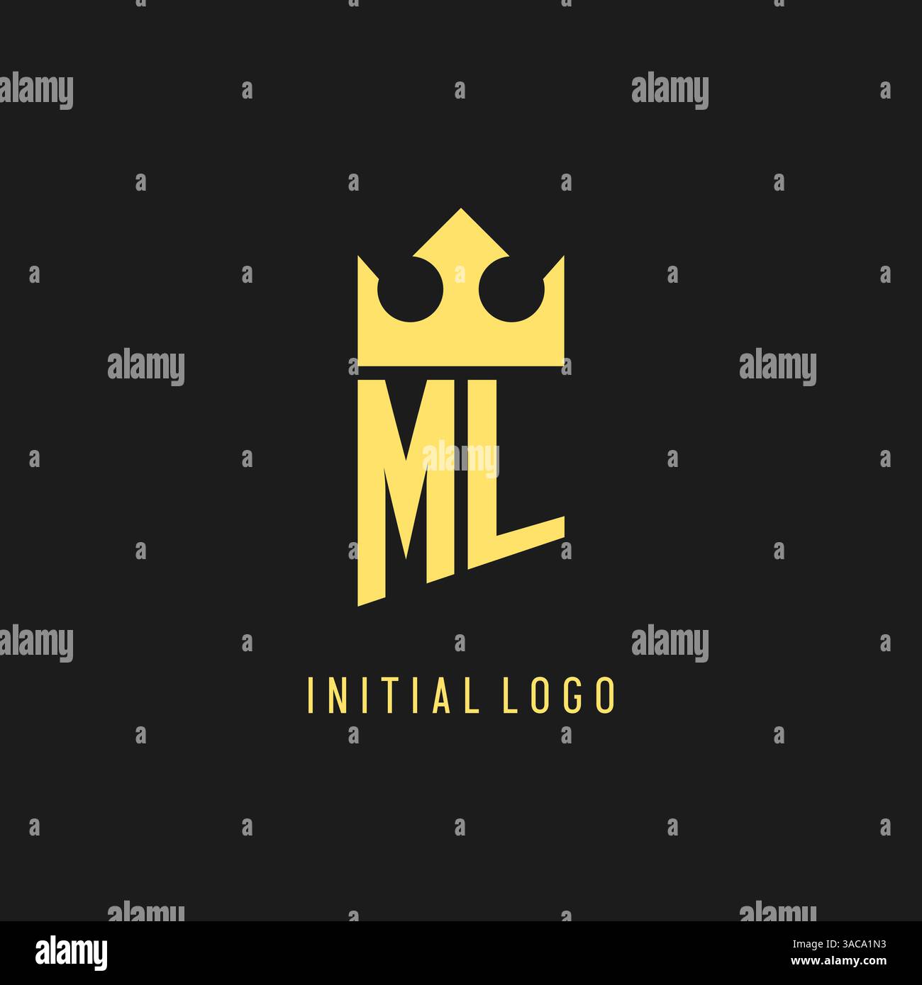 Monogram ML logo shield crown shape, elegant and luxury initial logo style vector graphic Stock Vector