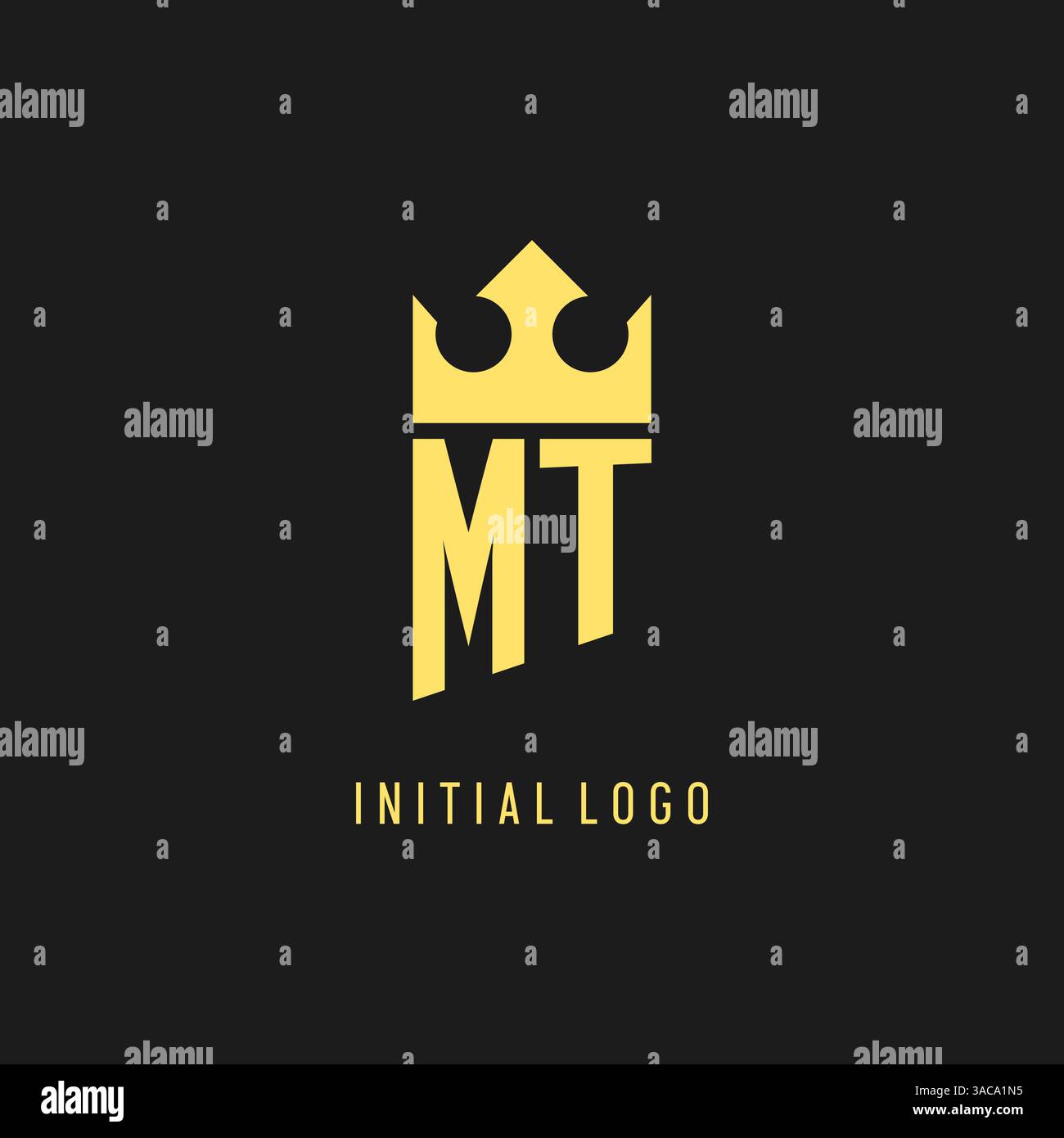 Monogram MT logo shield crown shape, elegant and luxury initial logo style vector graphic Stock Vector