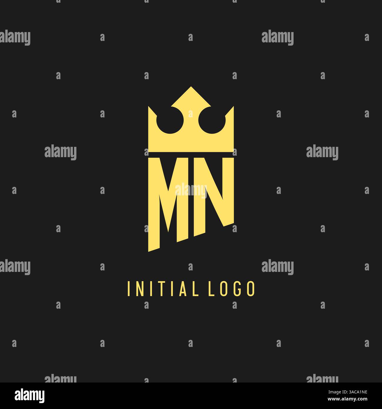 Monogram MN logo shield crown shape, elegant and luxury initial logo style vector graphic Stock Vector