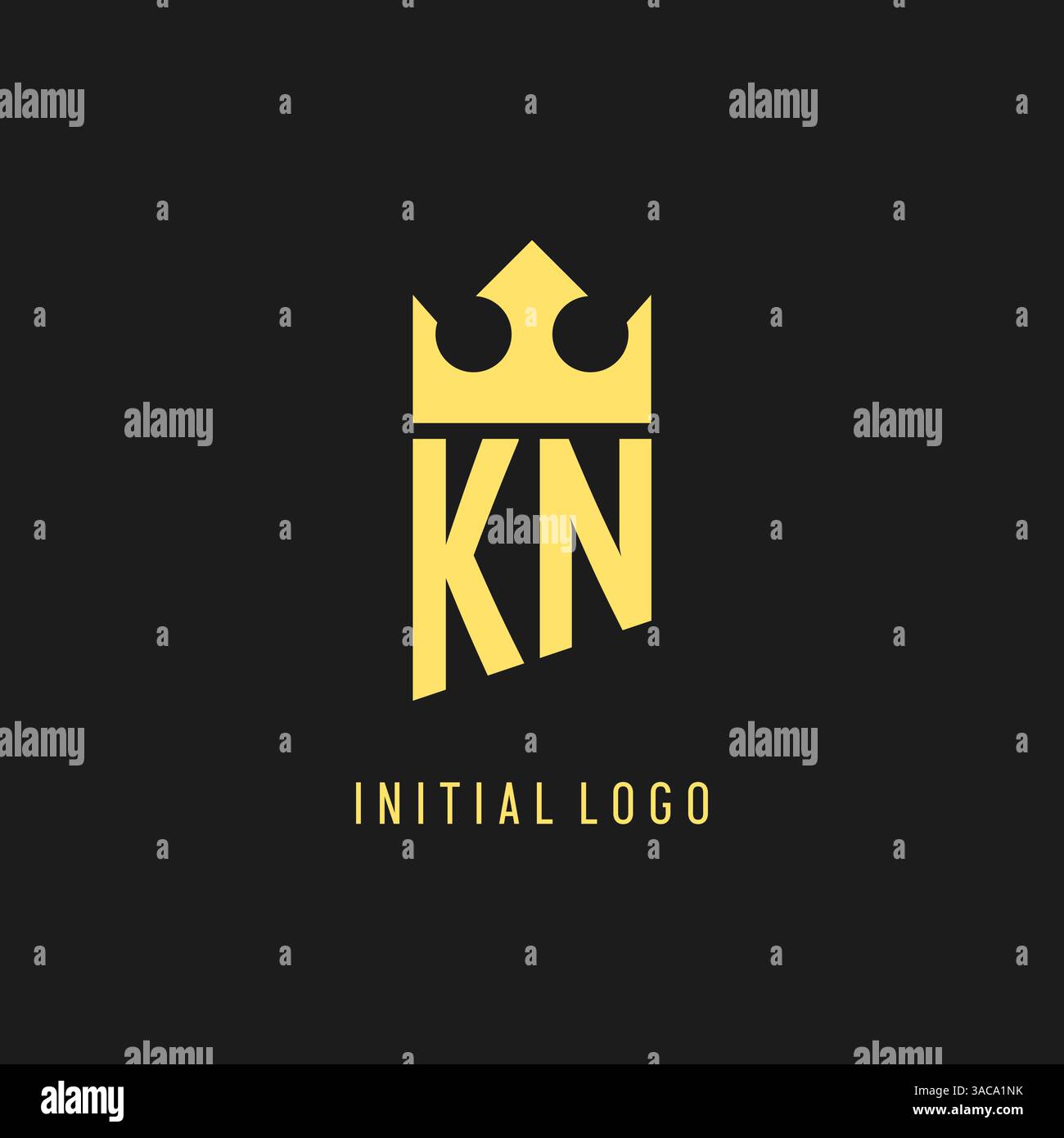 Monogram KN logo shield crown shape, elegant and luxury initial logo style vector graphic Stock Vector