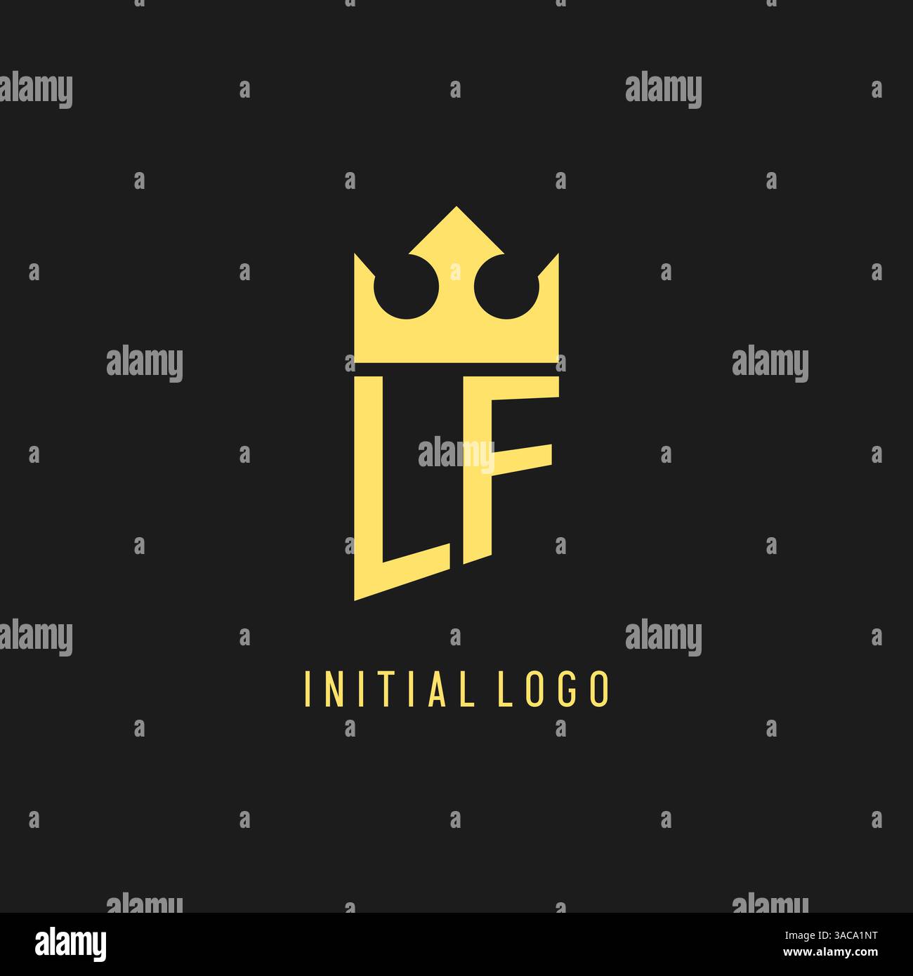 Monogram LF logo shield crown shape, elegant and luxury initial logo style vector graphic Stock Vector