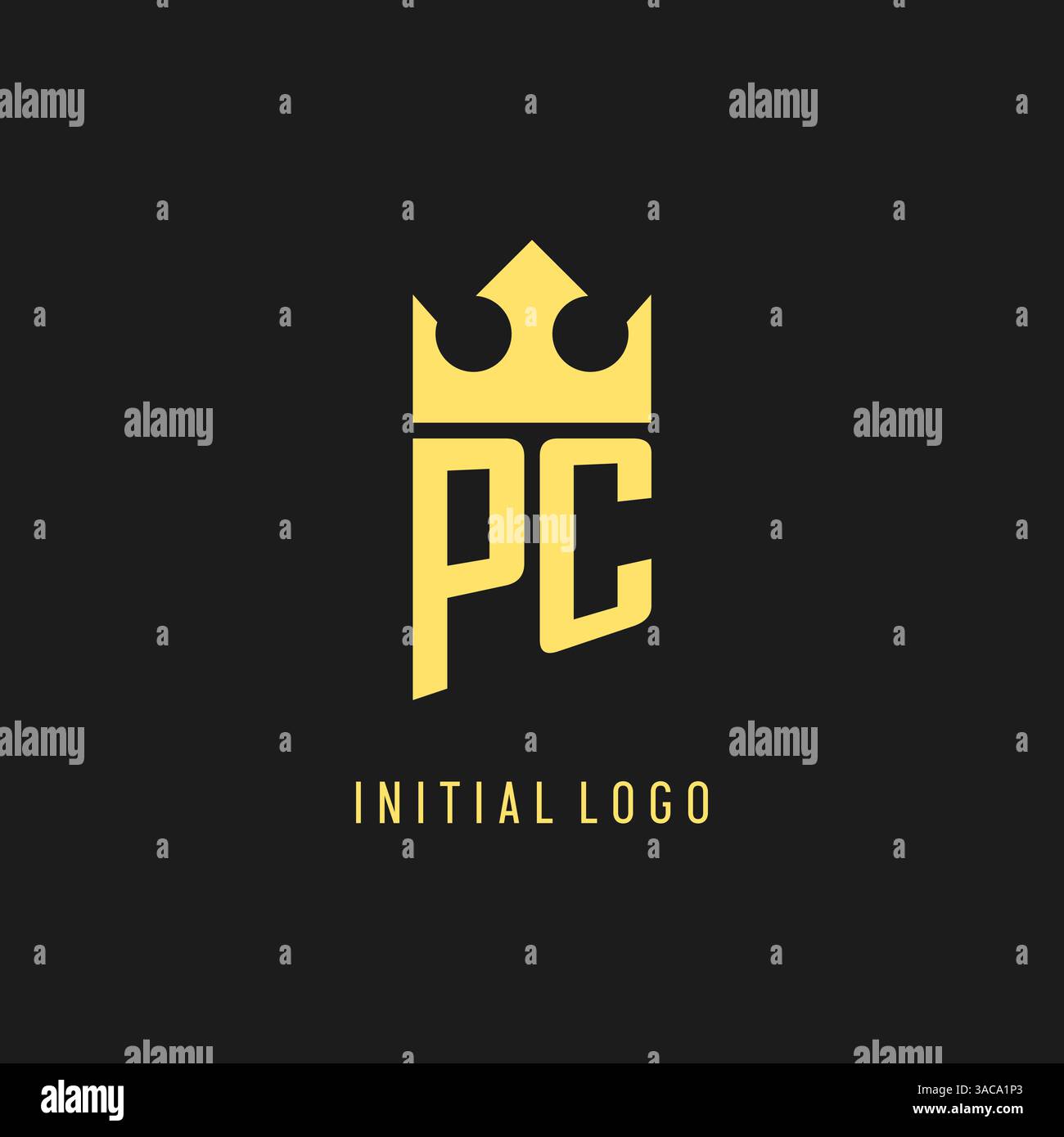 Monogram PC logo shield crown shape, elegant and luxury initial logo style vector graphic Stock Vector