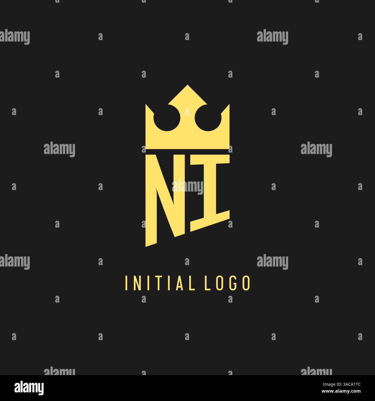 Monogram NI logo shield crown shape, elegant and luxury initial logo style vector graphic Stock Vector