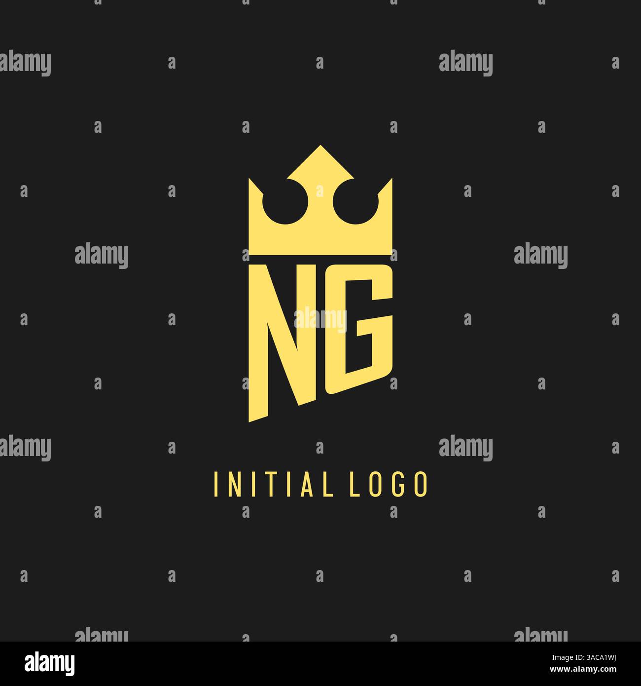 Monogram NG logo shield crown shape, elegant and luxury initial logo style vector graphic Stock Vector