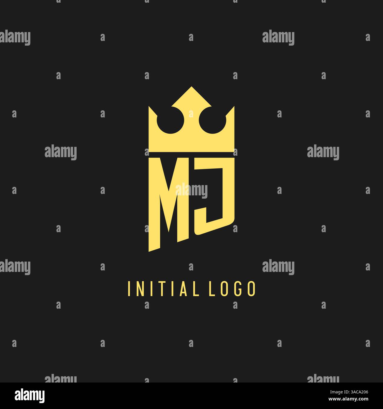 Monogram MJ logo shield crown shape, elegant and luxury initial logo style vector graphic Stock Vector