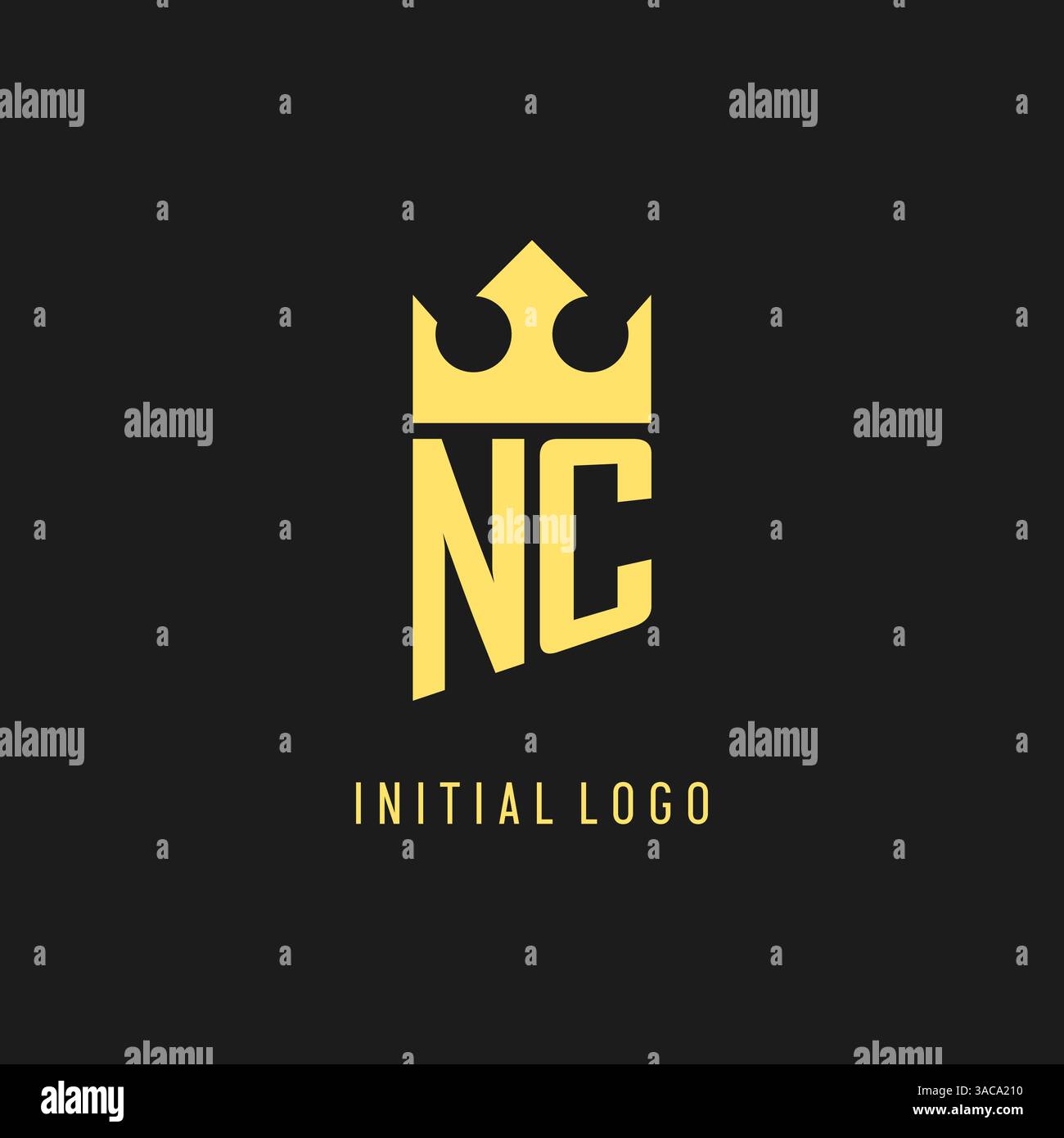 Monogram NC logo shield crown shape, elegant and luxury initial logo style vector graphic Stock Vector