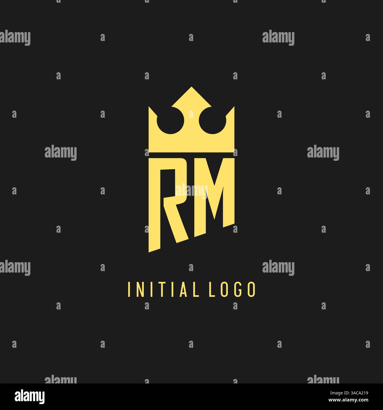 Monogram RM logo shield crown shape, elegant and luxury initial logo style vector graphic Stock Vector
