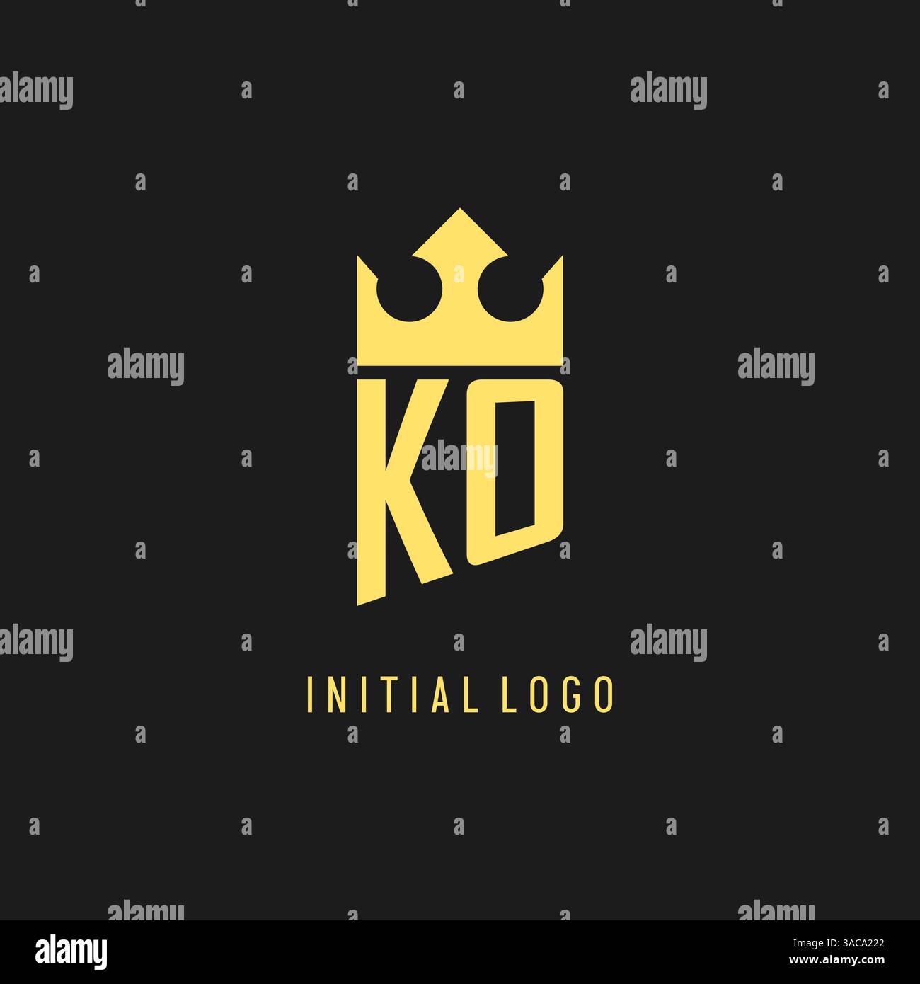 Monogram KO logo shield crown shape, elegant and luxury initial logo style vector graphic Stock Vector
