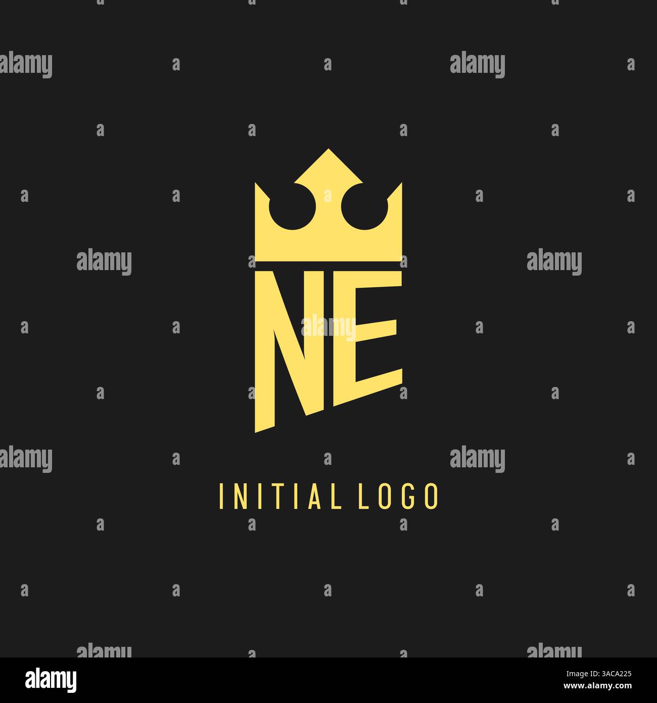 Monogram NE logo shield crown shape, elegant and luxury initial logo style vector graphic Stock Vector