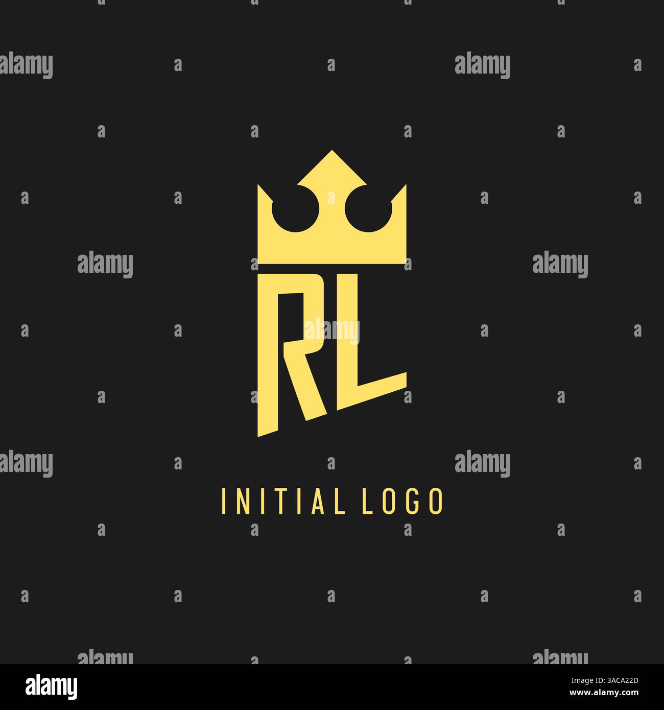 Monogram RL logo shield crown shape, elegant and luxury initial logo style vector graphic Stock Vector