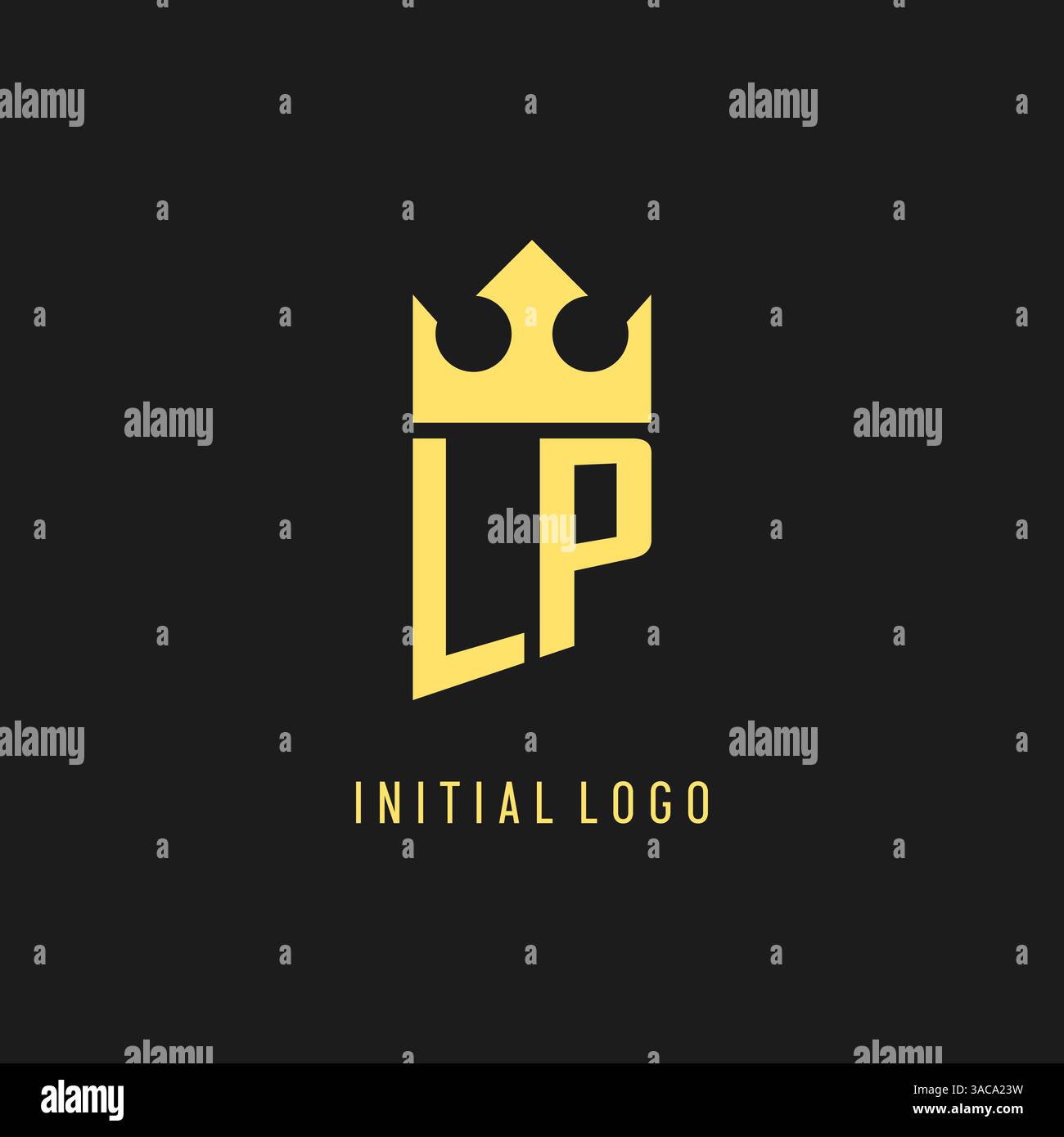 Monogram LP logo shield crown shape, elegant and luxury initial logo style vector graphic Stock Vector