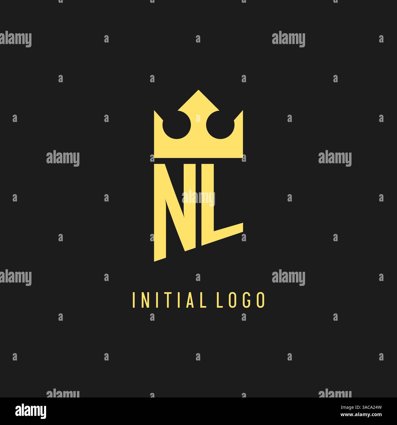 Monogram NL logo shield crown shape, elegant and luxury initial logo style vector graphic Stock Vector