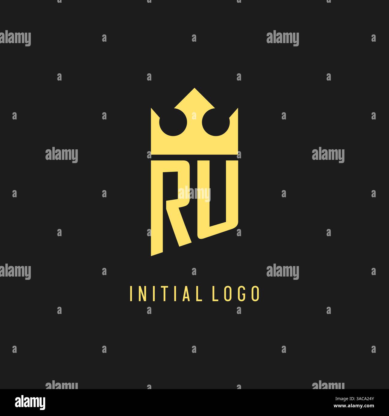 Monogram RU logo shield crown shape, elegant and luxury initial logo style vector graphic Stock Vector