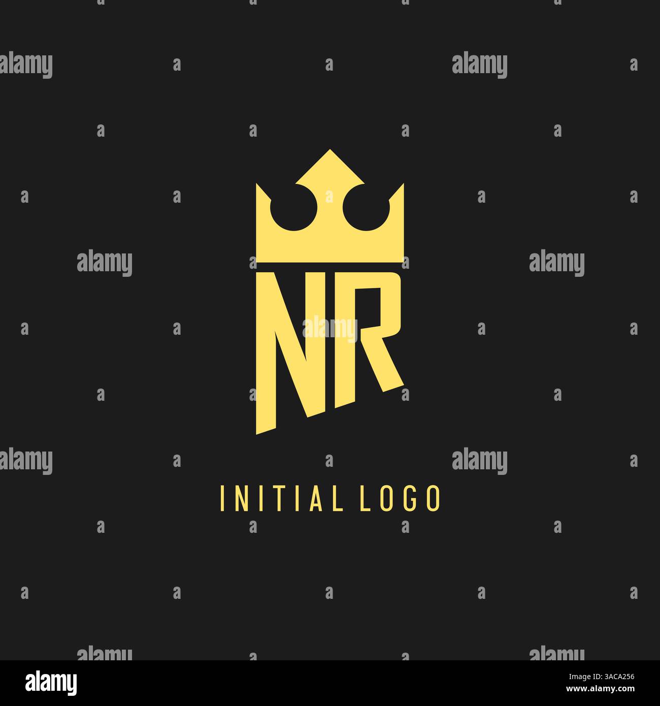 Monogram NR logo shield crown shape, elegant and luxury initial logo style vector graphic Stock Vector