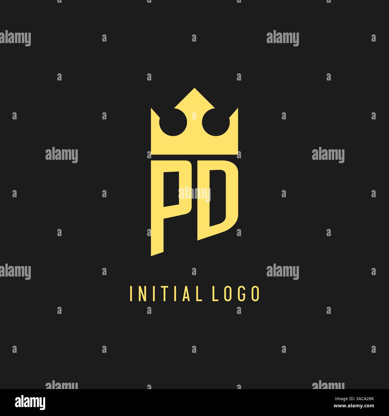 Monogram PD logo shield crown shape, elegant and luxury initial logo style vector graphic Stock Vector