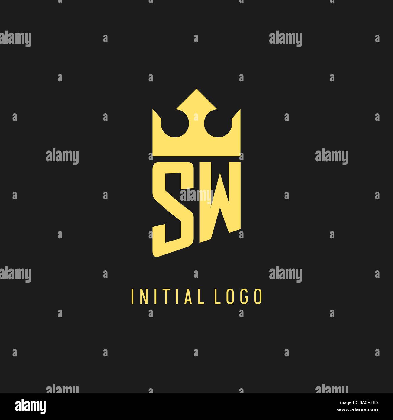 Monogram SW logo shield crown shape, elegant and luxury initial logo style vector graphic Stock Vector