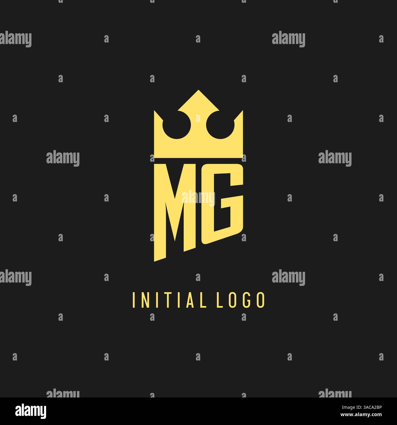 Monogram MG logo shield crown shape, elegant and luxury initial logo style vector graphic Stock Vector
