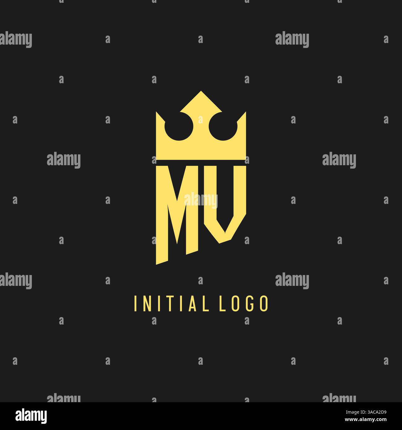 Monogram MV logo shield crown shape, elegant and luxury initial logo style vector graphic Stock Vector