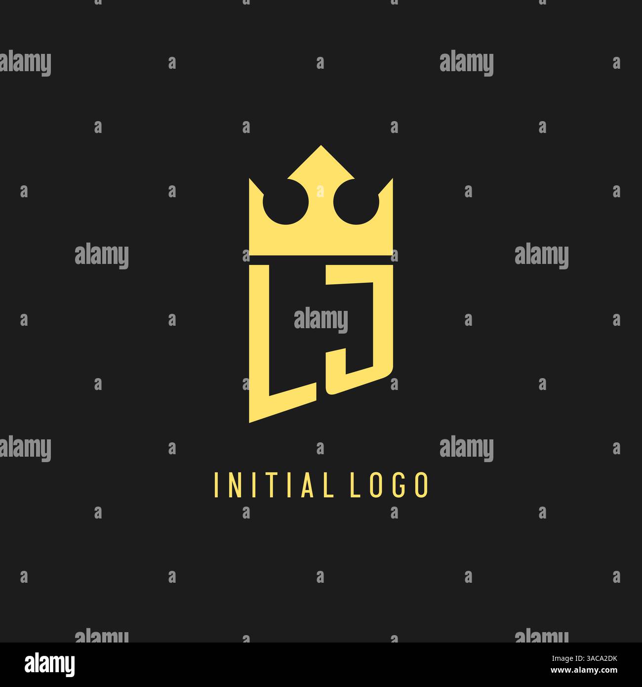 Monogram LJ logo shield crown shape, elegant and luxury initial logo style vector graphic Stock Vector